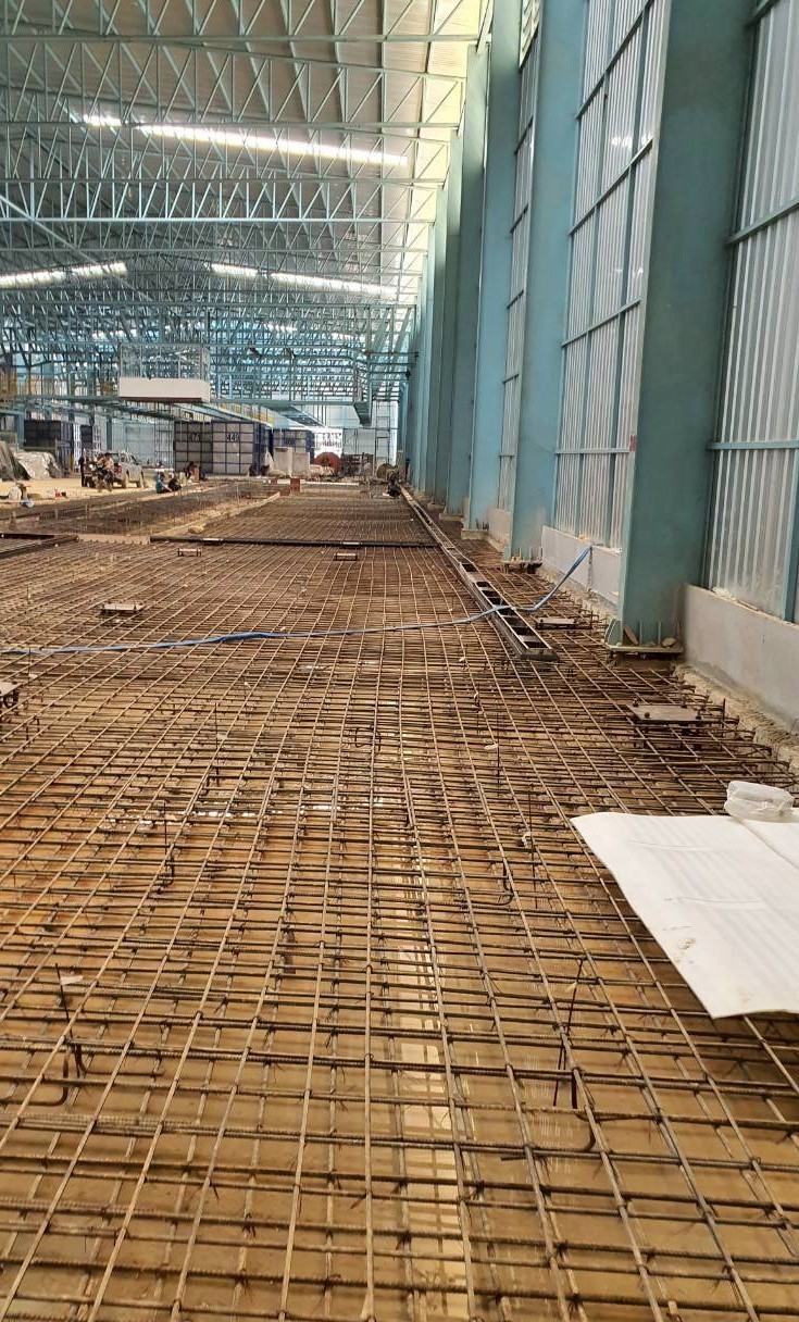 โครงสร้างแท่นiรับเครื่องจักร ภายในโรงงาน คอนกรีเสริมเหล็ก เสาเข็มเจาะ จังหวัดชลบุรี